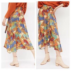 Anthropologie Maeve Castilla Tiered Midi Skirt Horse Print
